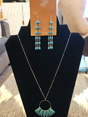 Plunder Teal Bead Fringe Earrings